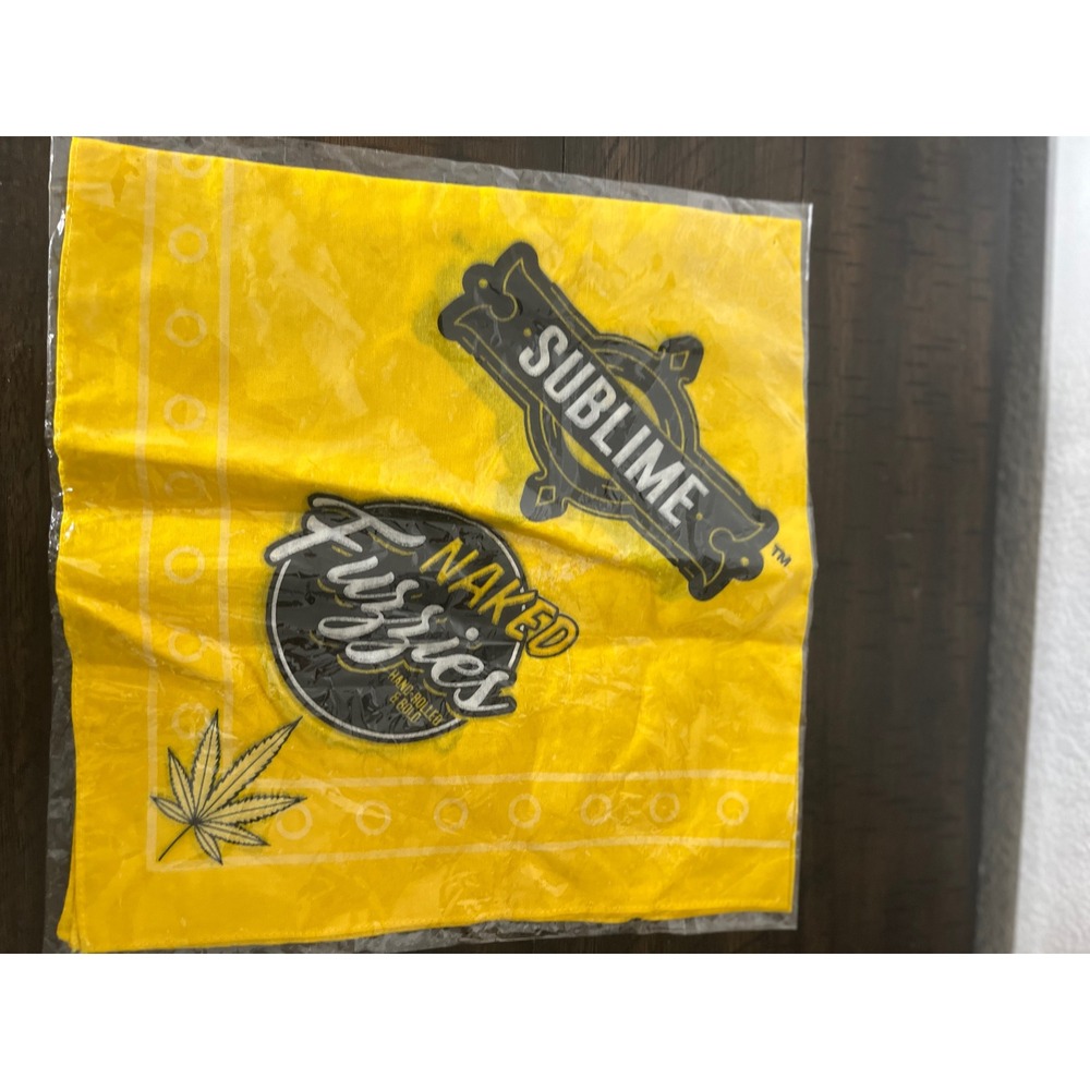 Sublime Naked Fuzzies Bandana Yellow Cannabis Leaf Band Logo New in Package